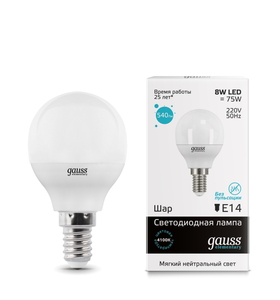 Лампа Gauss LED Elementary Globe 8W E14 4100K  (53128)